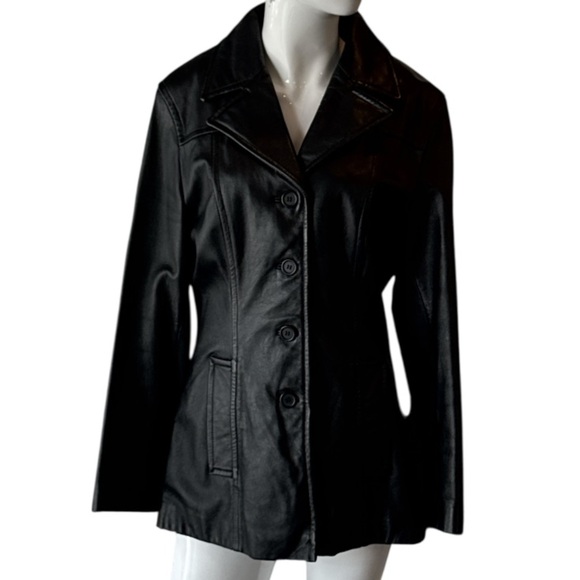 Wilsons Pelle Studio Classic Black Leather Jacket Size Medium - Picture 10 of 14